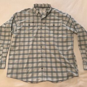 Poncho- Men's white Blue Plaid Shirt XL-regular fit